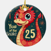 Jaar van de Slang 2025 Chinees Nieuwjaar Keramisch Ornament (Achterkant)