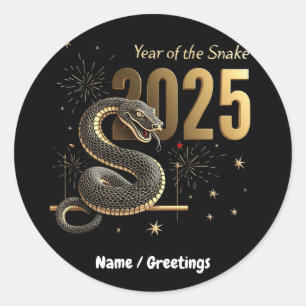 Jaar van de Slang 2025 Chinese Zodiac Ronde Sticker