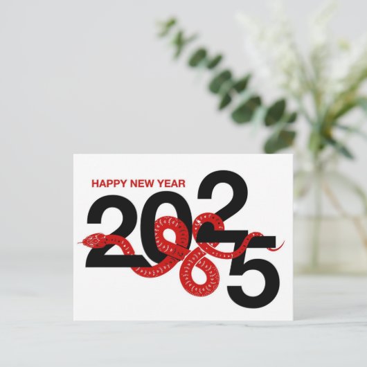 Jaar van de Slang 2025 Feestdagenkaart (Staand voorkant)