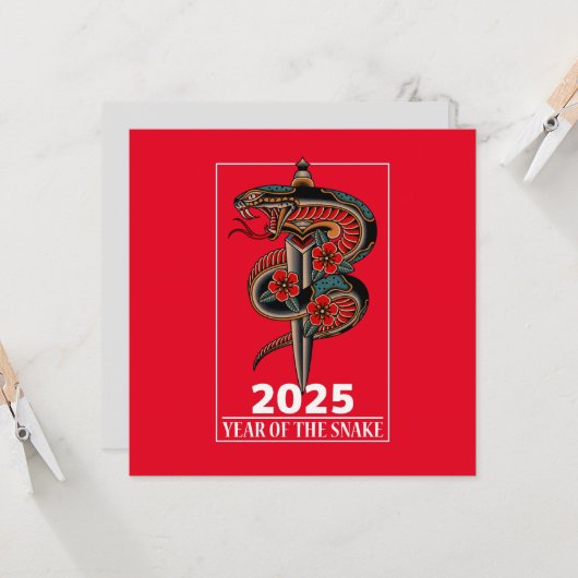 Jaar van de slang 2025 kaart (Voorkant / Achterkant in situ)