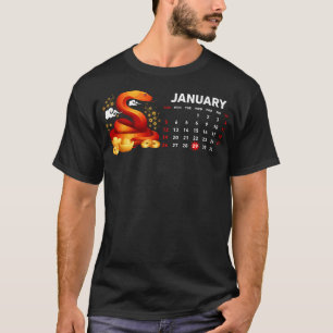 Jaar van de Slang 2025 Kalender Gelukkig Chinees N T-shirt