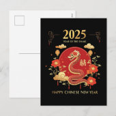 Jaar van de Slang 2025 Lunar Nieuwjaar Chinees Nie Feestdagenkaart (Voorkant / Achterkant)