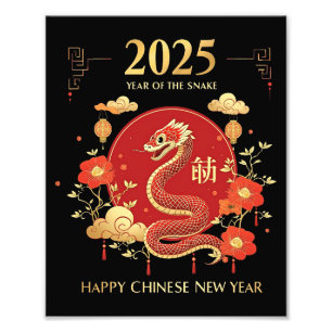 Jaar van de Slang 2025 Lunar Nieuwjaar Chinees Nie Foto Afdruk