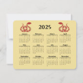 Jaar van de Slang 2025 Note Kaart en Kalender Notitiekaartje (Achterkant)