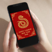 Jaar van de Slang Chinees Nieuwjaar Feestdagenkaart