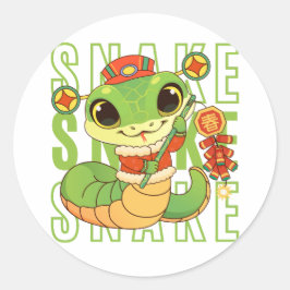 Jaar van de slang Chinees Nieuwjaar Groene slang Ronde Sticker