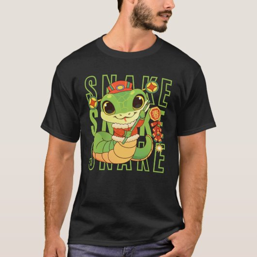 Jaar van de slang Chinees Nieuwjaar Groene slang T-shirt (Voorkant)