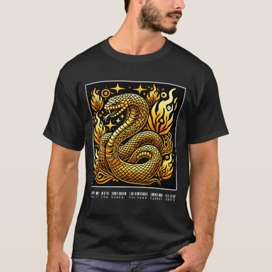 Jaar van de Slang: Chinees Symbool 2025 -gouden sl T-shirt (Voorkant)