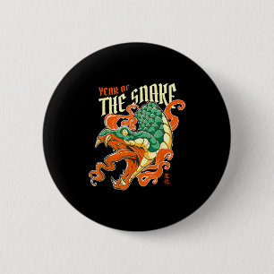 Jaar van de slang chinese zodiak kanji vuur slang ronde button 5,7 cm