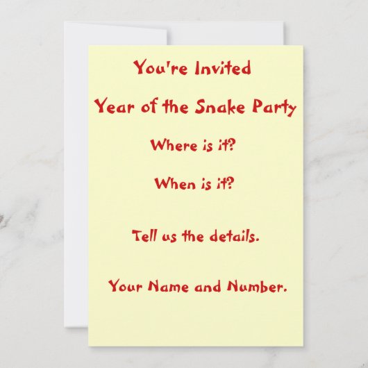 Jaar van de slang kaart (Achterkant)