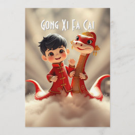 Jaar van de Slang (Kind Snakes) Wenskaart Advieskaart