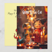 Jaar van de Slang (Kinder kaarslicht) Wenskaart Advieskaart (Voorkant / Achterkant)