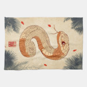 Jaar van de Slang Majestic Cobra Dubbel Geluk Theedoek (Horizontaal)