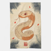 Jaar van de Slang Majestic Cobra Dubbel Geluk Theedoek (Verticaal)