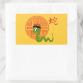 Jaar van de slang rechthoekige sticker (Tas)