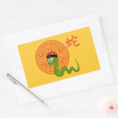 Jaar van de slang rechthoekige sticker (Envelop)