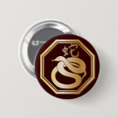 Jaar van de slang ronde button 5,7 cm (Voorkant /achterkant)