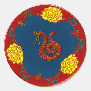 Jaar van de slang ronde sticker