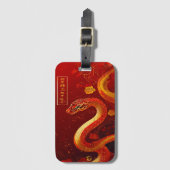 Jaar van de Slang Rood & Goud Bagagelabel (Voorkant (verticaal))