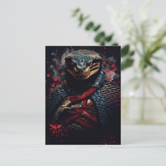 Jaar van de Slang Samurai Briefkaart (Staand voorkant)