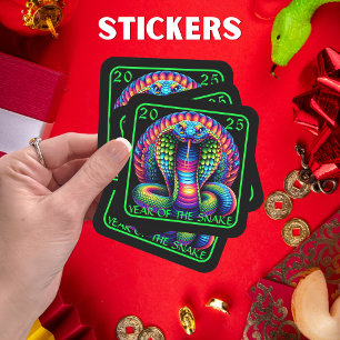 Jaar van de slang vierkante sticker