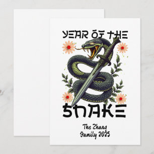 Jaar van de Slang Zodiac Chinees Nieuwjaar Feestdagenkaart