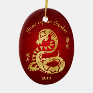 Jaar van de Snake 2013 - Chinees nieuwjaar Keramisch Ornament