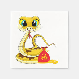 Jaar van de Snake Cartoon Red Sack Napkins Servet