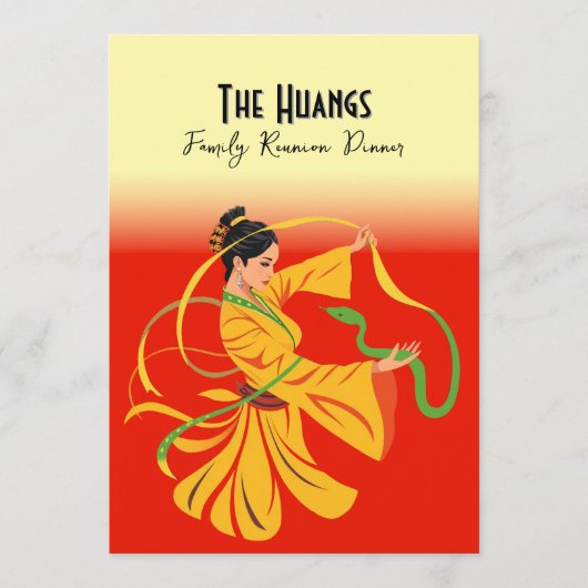 Jaar van de Snake Family Reunion Dinner Invitation Advieskaart (Voorkant)