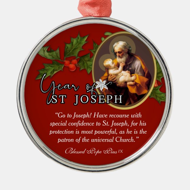 Jaar van de St. Joseph Katholieke Godsdienst Metalen Ornament (Voorkant)