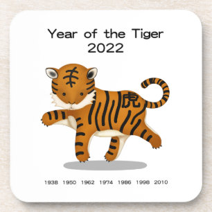 Jaar van de Tiger 2022 Chinese Zodiac Bier Onderzetter