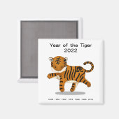 Jaar van de Tiger 2022 Chinese Zodiac Magneet (Voorkant / Achterkant)