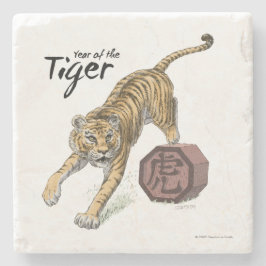 Jaar van de Tiger Chinese Zodiac Animal Art Stenen Onderzetter