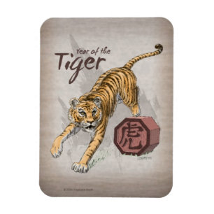 Jaar van de Tiger Chinese Zodiac Art Magneet