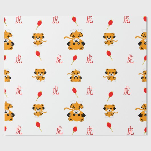 Jaar van de Tijger 2022 Cadeaupapier (Vlak)