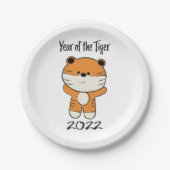 Jaar van de Tijger 2022 Papieren Bordje (Voorkant)