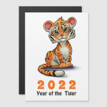 Jaar van de Tijger 2022 Schattige Oranje Cartoon W