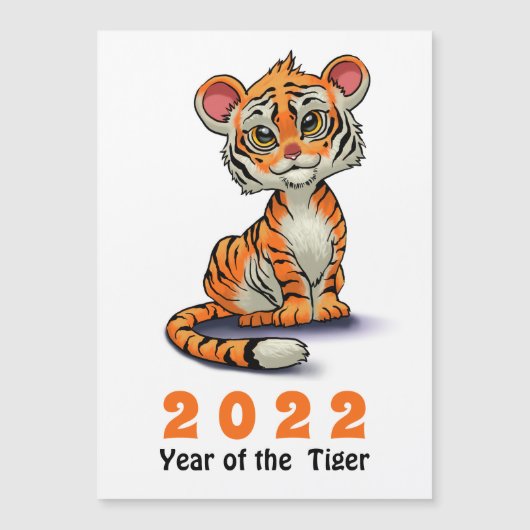 Jaar van de Tijger 2022 Schattige Oranje Cartoon W (Voorkant)