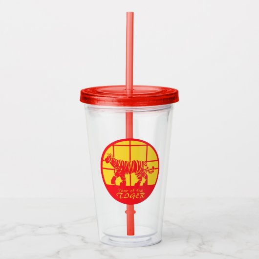 Jaar van de tijger acryl drinkbeker (Voorkant)