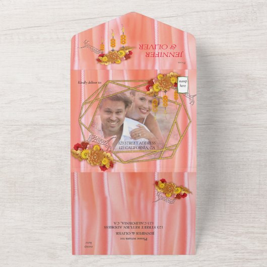 Jaar van de tijger all in one uitnodiging (Buitenkant)