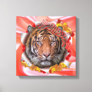 Jaar van de tijger canvas afdruk