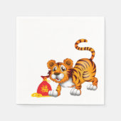 Jaar van de Tijger Cartoon Rode zak Servet (Voorkant)