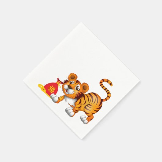 Jaar van de Tijger Cartoon Rode zak Servet (Hoek)