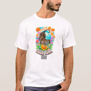 Jaar van de tijger dierenriem bloemen t-shirt