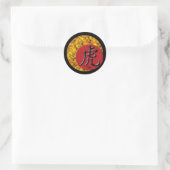 Jaar van de Tijger: goud en rood Ronde Sticker (Tas)