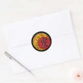 Jaar van de Tijger: goud en rood Ronde Sticker (Envelop)