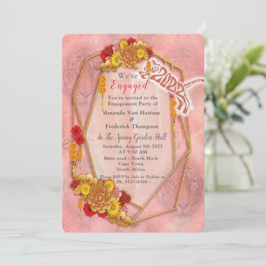 Jaar van de tijger kaart (Staand voorkant)