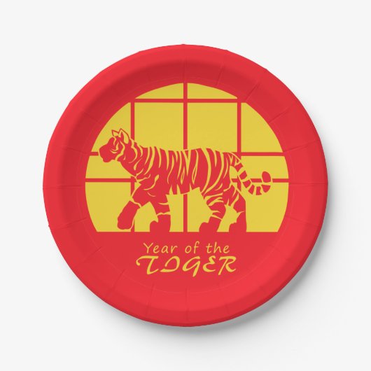 Jaar van de tijger papieren bordje (Voorkant)