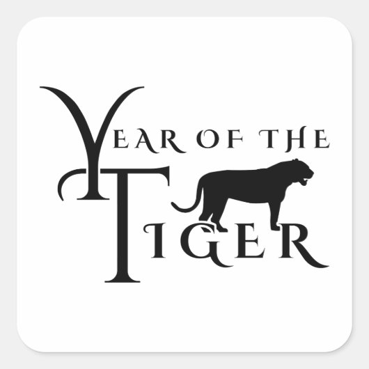 Jaar van de tijger vierkante sticker (Voorkant)