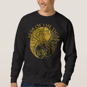 Jaar van de tijger Ying en Yang Artwork die T slap Trui